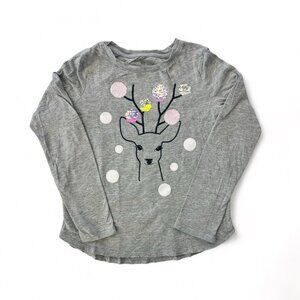 Gap Girl Shirt with Deer Graphic and Sequin Details